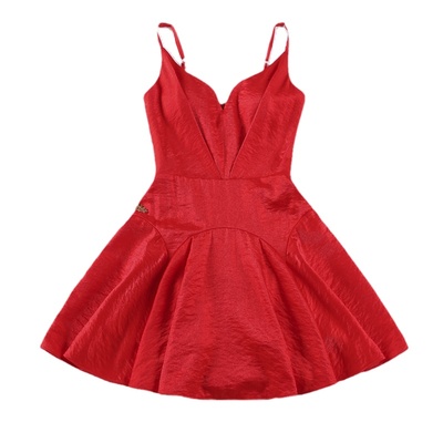 复古原创V领褶皱显瘦连衣裙