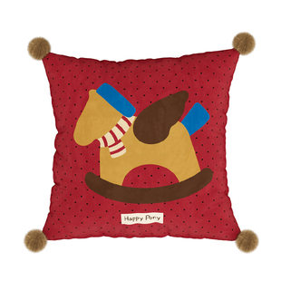 小马集马年红色现代条纹毛绒方形抱枕枕芯枕套靠枕办公室2026新款