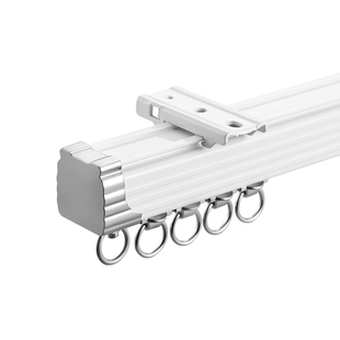 重型窗帘轨道坚美铝合金滑轨单轨阳台窗帘杆静音双轨顶装导轨滑轮