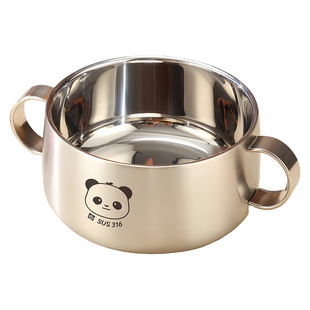 儿童碗316L不锈钢食品级餐具高级感小众双耳吃饭辅食专用宝宝碗