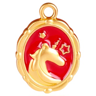 保色古法沙金配件手工diy手链项链生肖马隔珠小滴溜马年吊坠配饰