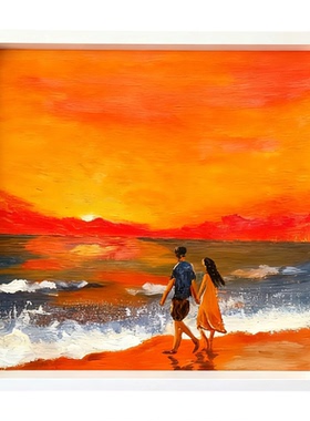 迷你小油画爱情情侣七夕情人节
