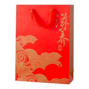 通用红色礼袋滋补品包装枫斗燕窝虫草西洋参海参手提袋批发定制