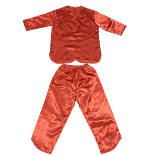 结婚上头新娘红色V领仿真丝睡衣秀禾服龙凤褂打底七分袖无口袋款