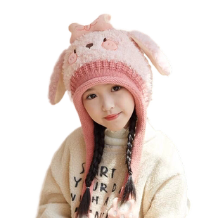 宝宝帽子围巾一体韩版保暖男女童包头帽可爱超萌儿童毛绒护耳帽冬