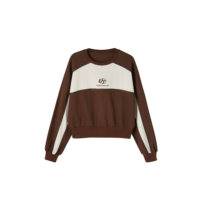 U/TI拼色廓形撞色卫衣女立体感短款长袖休闲上衣尤缇时尚春季新款