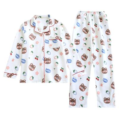 女士纯棉夹棉空气层家居服