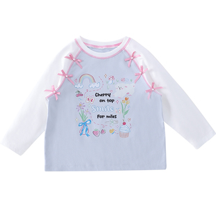 女童长袖T恤春装2026新款韩版儿童宽松卡通印花上衣小女孩打底衫