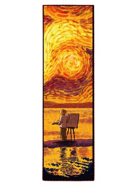 梵高星空系列静电玻璃贴膜金色向日葵油画艺术美化画室艺术装饰贴