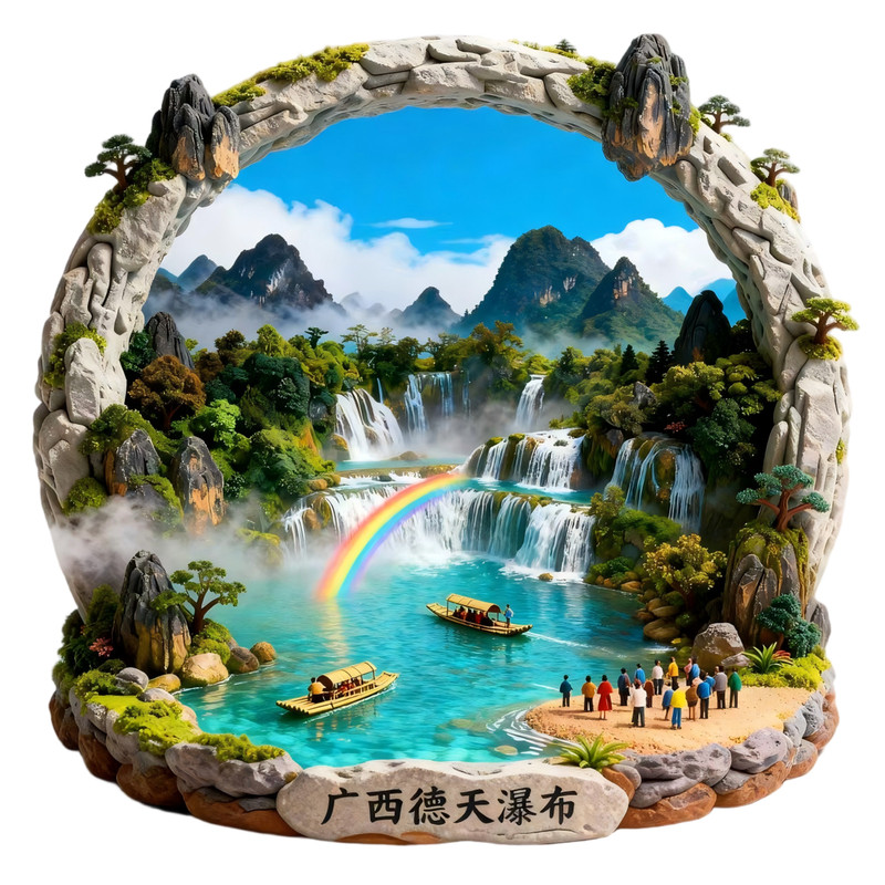 广西德天瀑布金属立体冰箱贴
