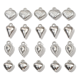 白K色CCB蝴蝶结爱心吊坠 DIY手工材料发簪串珠项链手链耳饰品挂件