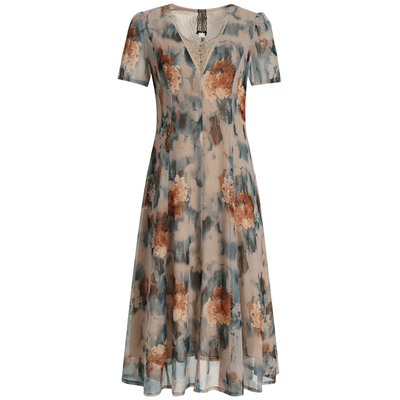 桑蚕丝妈妈洋气裙子真丝连衣裙夏