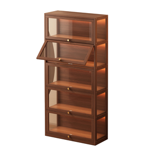 实木博古架展示柜中式茶柜置物柜落地茶室靠墙边柜防尘透明储物柜