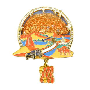 宁夏文创中卫沙坡头流沙冰箱贴金属磁吸沙漠骆驼送礼物星星故乡纪