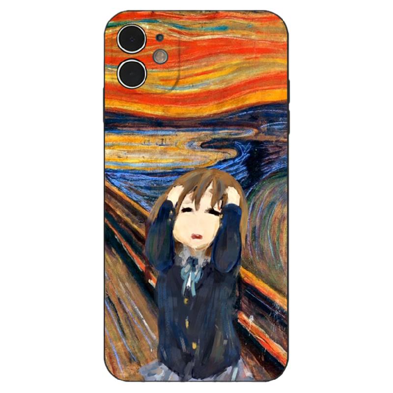 轻音少女平泽唯呐喊油画撞色搞怪治愈手机壳动漫周边适用iPhone17苹果16二次元爱好者磨砂硅胶磁吸防摔保护套