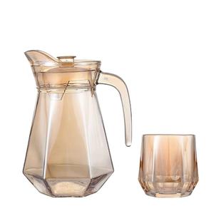 琥珀色玻璃冷水壶套装家用一壶六杯凉水壶水杯大容量泡茶壶扎壶
