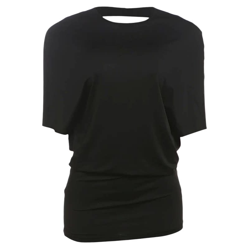 Solid Color Short Sleeve Dress性感圆领短袖露背修身包臀连衣裙