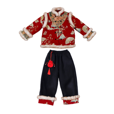 过年服女童旗袍拜年服男童汉服冬