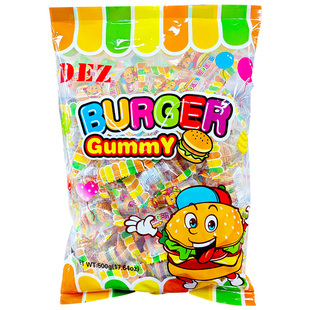 香港GEL迷你汉堡包橡皮糖500g汉堡包造型软糖儿童零食独立小包