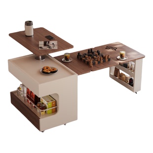 可移动多功能茶几实木可升降伸缩折叠边几家用小户型客厅沙发边柜