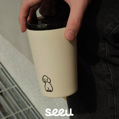 seeu周边｜小狗随行杯磨砂质感不锈钢水杯咖啡保温杯240ml