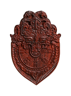 天然小叶紫檀饕餮山鬼花钱护身符