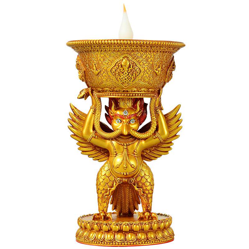 电子酥油灯仿真火苗金翅鸟蜡烛台