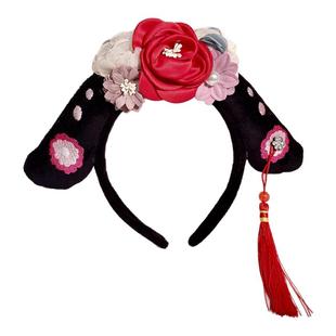 流苏花朵格格发箍成人洗脸贵妃娘娘发饰清朝旗头饰宫廷风头箍发捆