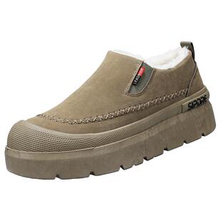 小土豆勃肯男鞋春季加绒加厚全包软底一脚蹬增高厚底大头保暖棉鞋