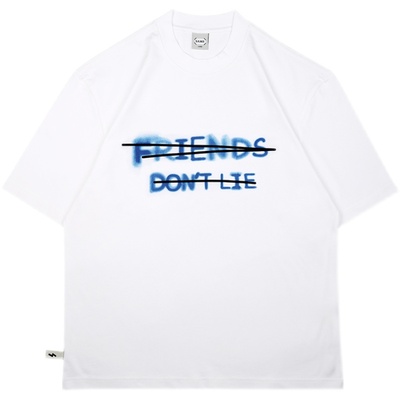 涂鸦朋友不说谎五分袖小领口t恤