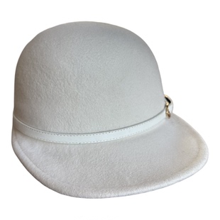白色马术帽韩版百搭羊毛呢圆顶骑士帽女秋冬休闲棒球帽皮带鸭舌帽