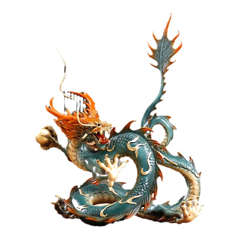 秦歌《龙腾四海》铜龙摆件中华青龙生肖龙2026新年客厅装饰工艺品