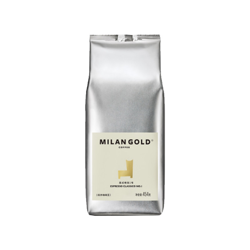 金米兰意式特浓I号咖啡豆拼配新鲜现磨中度烘焙纯黑咖啡454g袋装