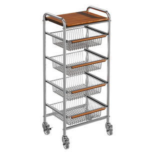 厨房收纳橱柜内分层置物架不锈钢水果蔬菜篮窄边夹缝柜零食小推车