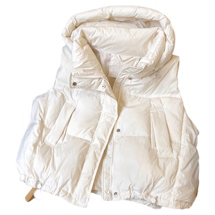 小C家时尚宽松棉羽绒马夹女2025冬季新款外穿连帽坎肩叠穿马甲