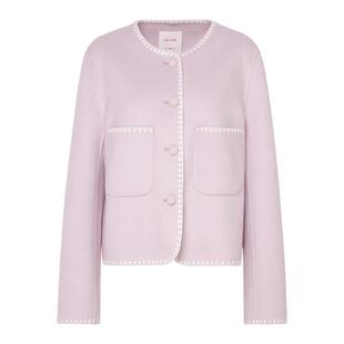 naivee纳薇小香风外套绵羊毛双面呢无领大衣毛呢短款外套女