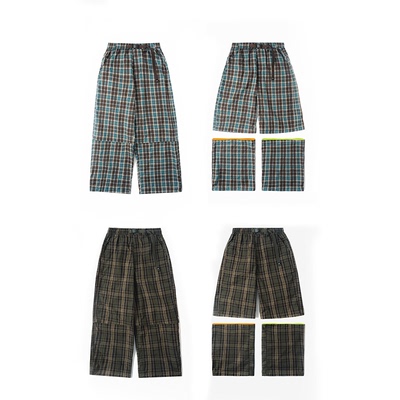 高山热格纹可拆卸长裤/六分裤