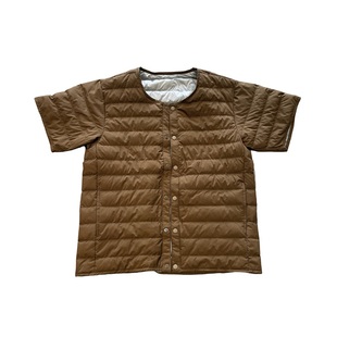 日系复古潮流山系风轻便保暖 短袖无领羽绒服外套内胆叠穿上衣