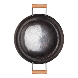 章丘铁锅官方旗舰店正品传统无涂层炒锅圆融老式铁锅双耳老式家用