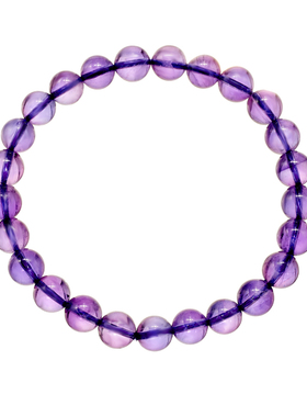 AHCHOO 天然乌拉圭原矿深紫水晶单圈手串能量转运珠弹力手环