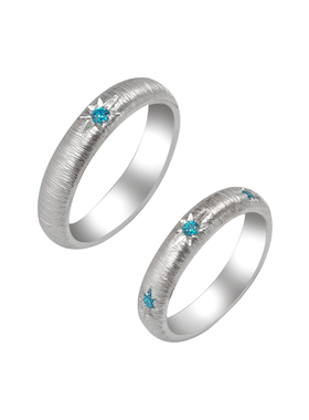 拉丝八芒星戒指999足银情侣对戒