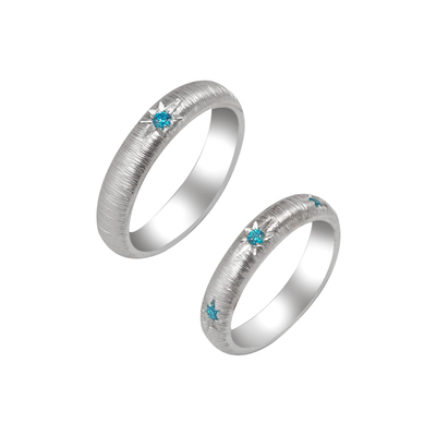 拉丝八芒星戒指999足银情侣对戒