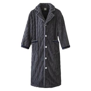 睡袍男秋冬季珊瑚绒睡衣加绒加厚加长款法兰绒浴袍冬天男士家居服