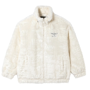 【奶酪陷阱】BOYLONDON秋冬情侣外套白色保暖仿毛绒夹克N23007