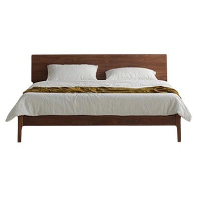 鲁班岛“乌托邦床”北美黑胡桃实木双人床北欧主卧1.5m1.8m复古床