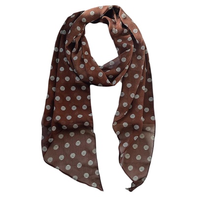 韩系棕色波点丝巾系脖高级感女2026新款丝带脖饰飘带领巾腰带长条