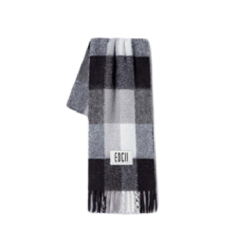 EDGII棉花糖羊毛围巾拼色格纹