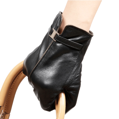 触控屏秋冬季女款加绒羊皮手套