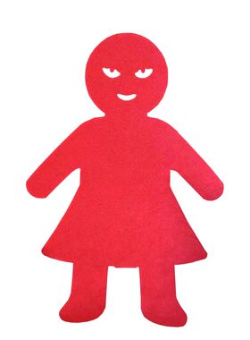 男生女生手工剪纸红黄色卡纸