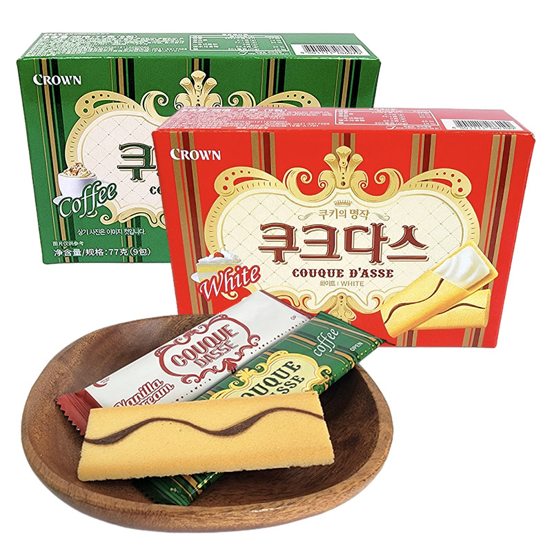 韩国CROWN克丽安奶油味夹心条饼干77g(9包)休闲零食品下午茶点心